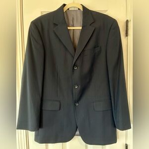 Geoffrey Beene Men's Dark Navy Blue Pinstripe Suit , 41R jacket / 30x30 pants